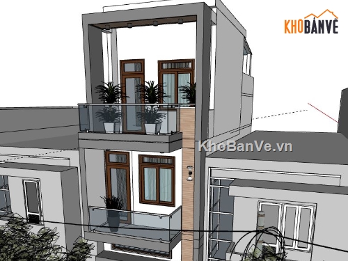 Nhà 3 tầng đẹp,Nhà phố 3 tầng,model su nhà phố 3 tầng,nhà phố 3 tầng file sketchup,file sketchup nhà phố 3 tầng