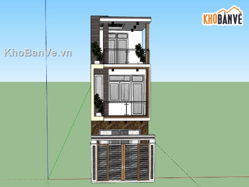 Nhà phố 3 tầng,nhà phố 3 tầng file su,sketchup nhà phố 3 tầng