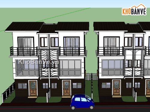 Nhà phố 3 tầng,model su nhà phố 3 tầng,file sketchup nhà phố 3 tầng,nhà phố 3 tầng model su
