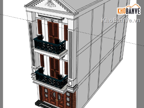 nhà phố 3 tầng file su,model su nhà phố 3 tầng,model sketchup nhà phố 3 tầng
