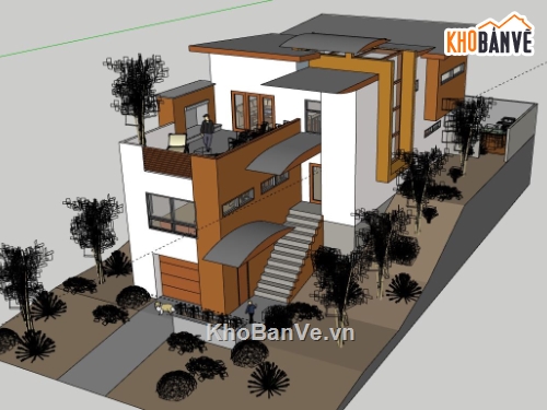 Nhà phố 3 tầng,file su nhà phố 3 tầng,sketchup nhà phố 3 tầng,nhà phố 3 tầng file sketchup