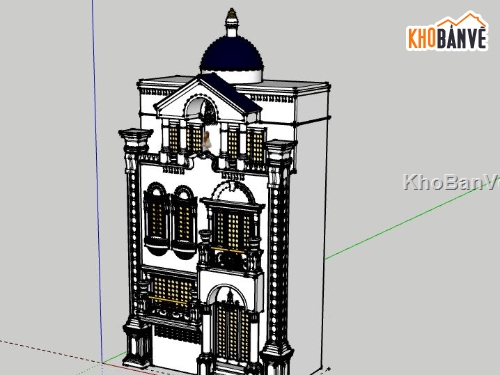 Nhà phố 3 tầng,file su nhà phố 3 tầng,sketchup nhà phố 3 tầng