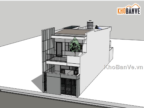 nhà phố hiện đại dựng file su,model su nhà 2 tầng,file sketchup nhà 2 tầng,nhà 2 tầng hiện đại file 3d su