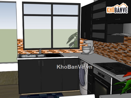 phòng bếp,sketchup phòng bếp,nội thất phòng bếp,su phòng bếp