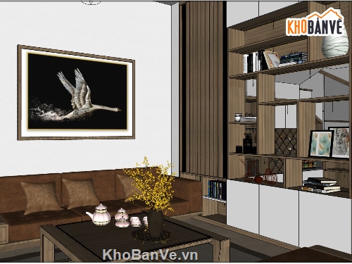 nội thất phòng khách,Thiết kế nội thất phòng khách,nội thất phòng bếp,file sketchup nội thất khách bếp