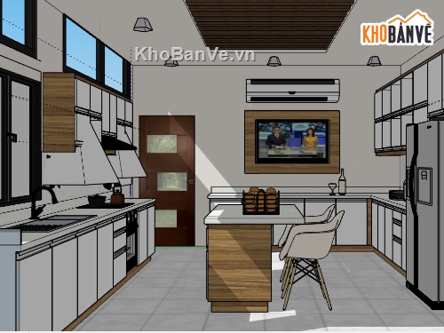 phòng bếp sketchup,su phòng bếp,sketchup phòng bếp