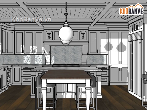 phòng bếp sketchup,su phòng bếp,model su phòng bếp