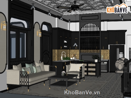 model su phòng khách,su phòng khách hiện đại,sketchup phòng khách,file sketchup phòng khách đẹp