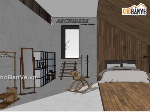 file sketchup phòng ngủ,file su phòng ngủ,model sketchup phòng ngủ