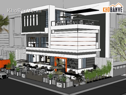 Quán cafe 3 tầng,model su quán cafe 3 tầng,file su quán cafe,quán cafe model su,bản vẽ quán cafe 3 tầng