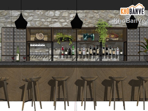 su quầy bar,sketchup quầy bar,model su quầy bán cà phê