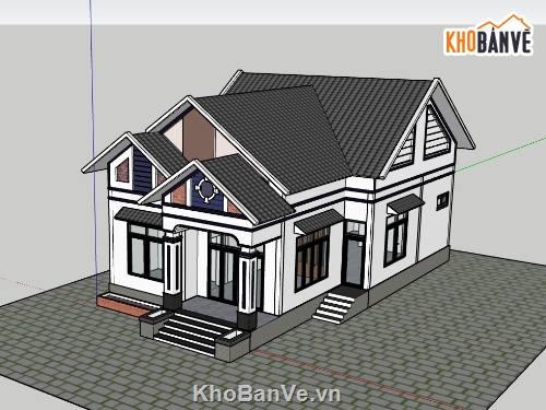 biệt thự 1 tầng file 3d su,file sketchup dựng biệt thự 1 tầng,sketchup dựng mẫu nhà cấp 4