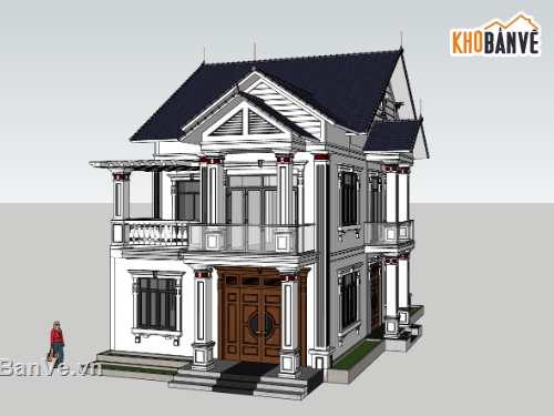 biệt thự 2 tầng,su biệt thự,sketchup biệt thự