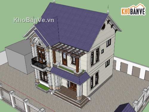 biệt thự 2 tầng,su biệt thự,sketchup biệt thự