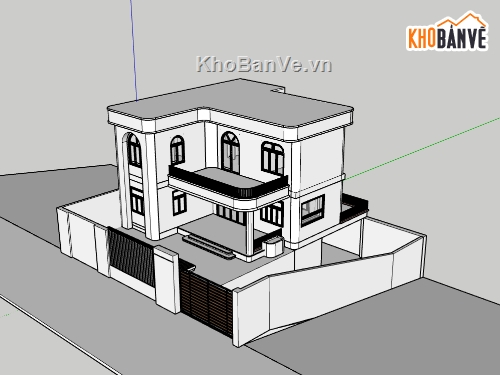 biệt thự 2 tầng,su biệt thự 2 tầng,sketchup biệt thự 2 tầng