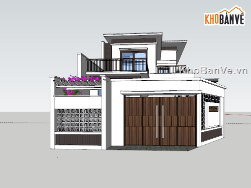 biệt thự 2 tầng,su biệt thự,sketchup biệt thự