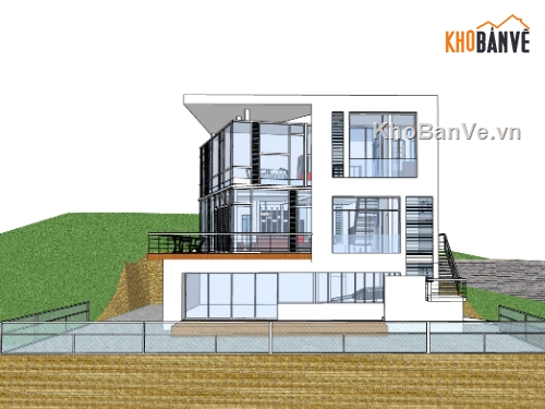 biệt thự 3 tầng,su biệt thự,sketchup biệt thự