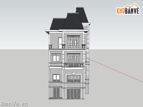 su biệt thự,sketchup biệt thự,su biệt thự 4 tầng,sketchup biệt thự 4 tầng