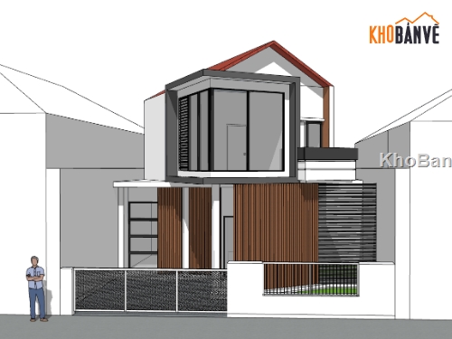 thiết kế nhà 2 tầng,su nhà 2 tầng,sketchup nhà 2 tầng