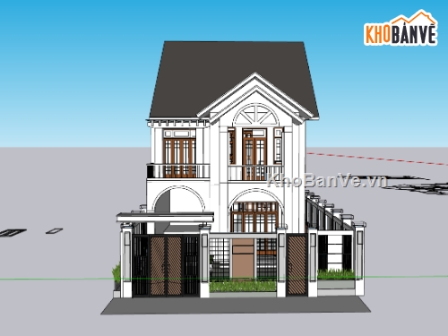 biệt thự 2 tầng,su biệt thự,sketchup biệt thự