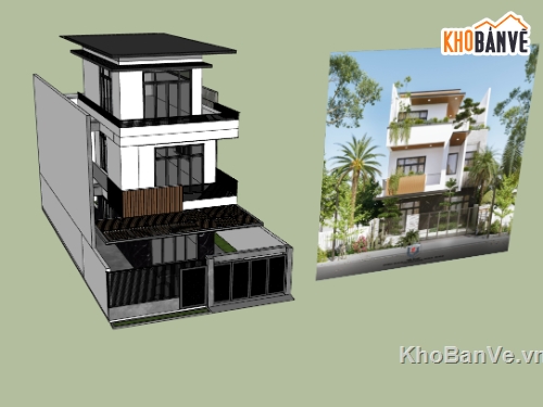 su biệt thự,biệt thự 3 tầng,sketchup biệt thự