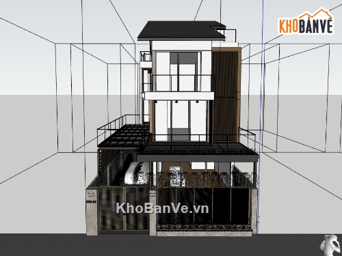 biệt thự 3 tầng,su biệt thự,sketchup biệt thự