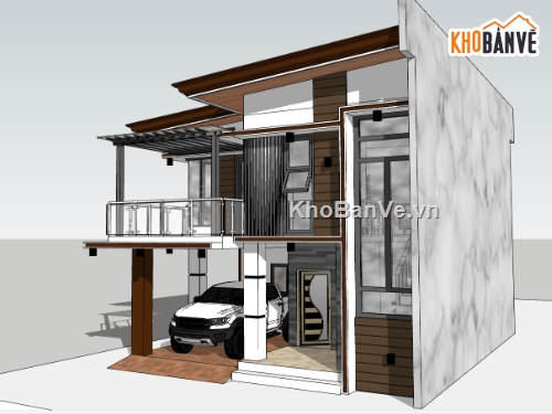 su nhà phố,sketchup nhà phố,nhà phố 2 tầng