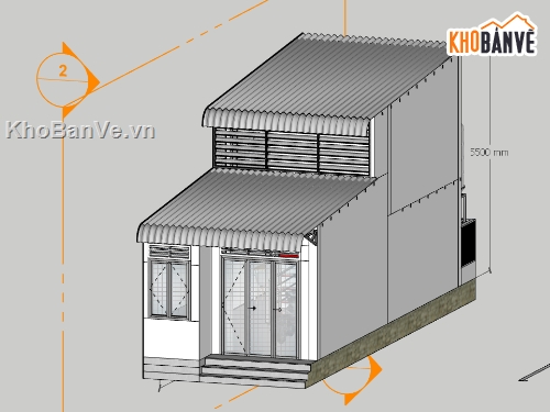 su nhà phố,sketchup nhà phố,nhà phố 2 tầng