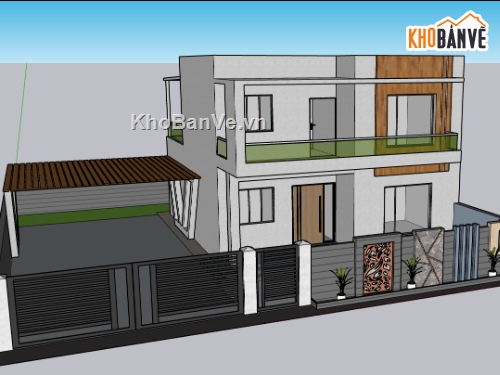 biệt thự 2 tầng,su biệt thự,sketchup biệt thự