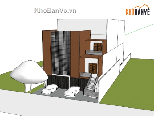 biệt thự 3 tầng,su biệt thự,sketchup biệt thự