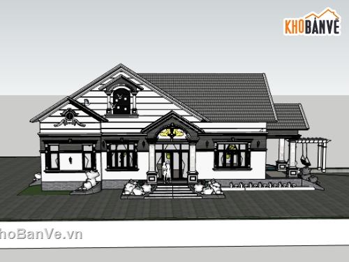 su biệt thự,sketchup biệt thự,su biệt thự 1 tầng