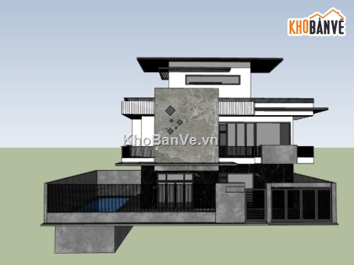 su biệt thự,sketchup biệt thự,su biệt thự 2 tầng,sketchup biệt thự 2 tầng