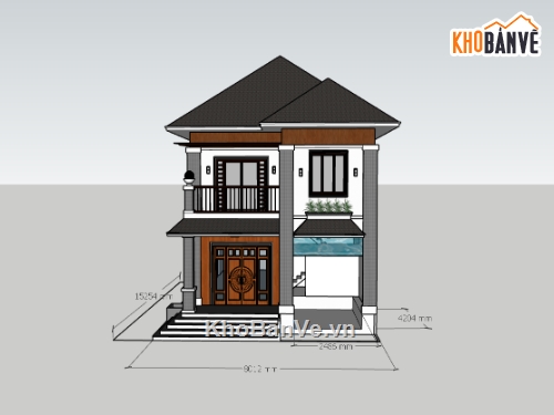 biệt thự 2 tầng,su biệt thự,sketchup biệt thự,biệt thự sketchup