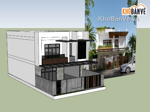 biệt thự 2 tầng,su biệt thự,sketchup biệt thự,sketchup biệt thự 2 tầng