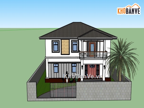 biệt thự 2 tầng,su biệt thự,sketchup biệt thự