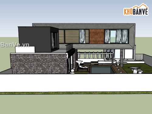 biệt thự 2 tầng,su biệt thự,biệt thự sketchup,sketchup biệt thự 2 tầng,sketchup biệt thự