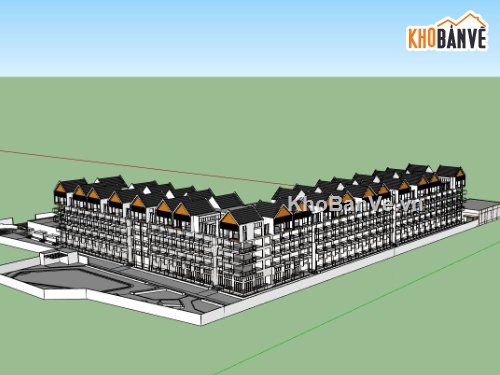 sketchup căn hộ,thiết kế căn hộ nghỉ dưỡng,phối cảnh căn hộ nghỉ dưỡng