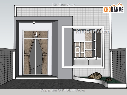 nhà 1 tầng,su nhà 1 tầng,sketchup nhà 1 tầng