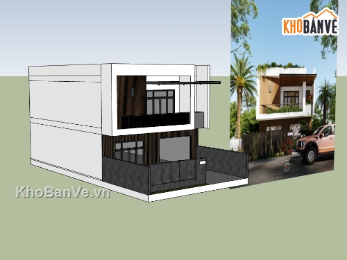 su biệt thự 2 tầng,sketchup biệt thự 2 tầng,su biệt thự,sketchup biệt thự