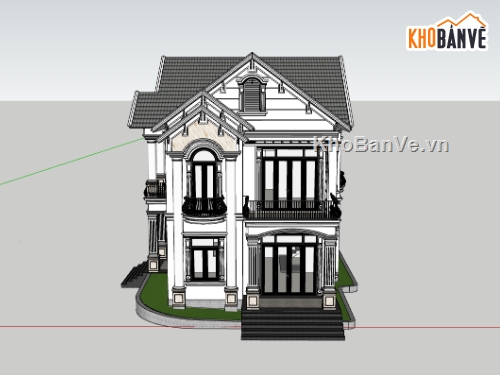 biệt thự 2 tầng,su biệt thự,sketchup biệt thự