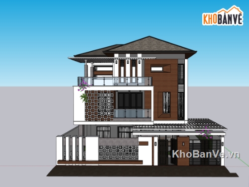 biệt thự 3 tầng,su biệt thự,sketchup biệt thự