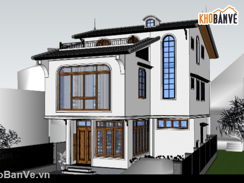 biệt thự 3 tầng,su biệt thự,sketchup biệt thự,su biệt thự 3 tầng