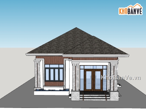 su biệt thự,sketchup biệt thự,biệt thự 1 tầng