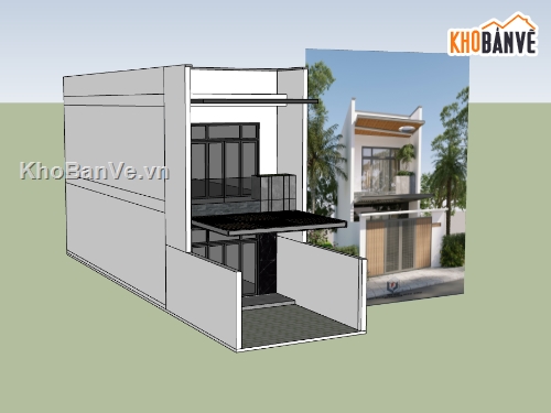 su nhà phố,sketchup nhà phố,su nhà phố 2 tầng,sketchup nhà phố 2 tầng