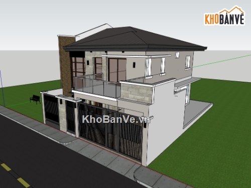 su nhà phố,sketchup nhà phố,nhà phố 2 tầng,su nhà phố 2 tầng