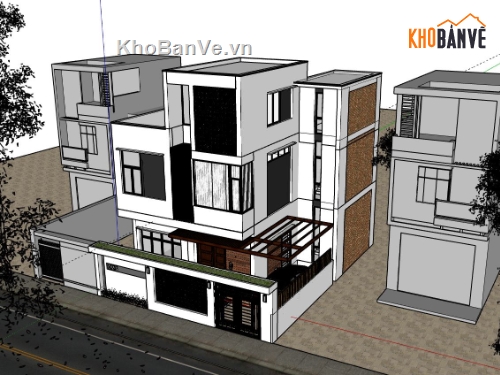 sketchup biệt thự,biệt thự hiện đại,mẫu 3d biệt thự hiện đại