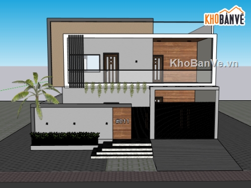 biệt thự 2 tầng,su biệt thự,sketchup biệt thự