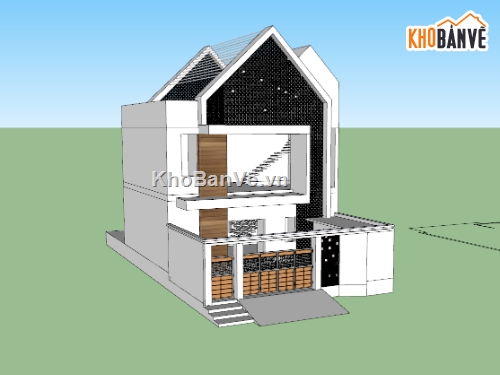 nhà phố 3 tầng,su nhà phố,sketchup nhà phố