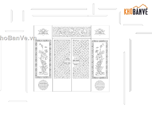 phòng thờ sketchup,vách cửa phòng thờ,file sketchup,vách cửa lùa cnc phòng thờ