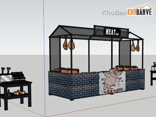 File 3d sketchup quầy bán hàng,file su quầy bán thịt,model 3d quầy bán thịt